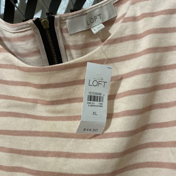 Ann Taylor/Loft sleeveless too, striped, dark/light mauve, BWT, SZ XL - Picture 2 of 3